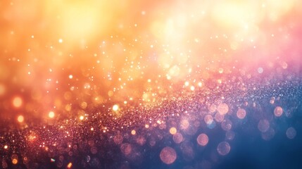 Wall Mural - An abstract glowing background of light and bokeh particles appears