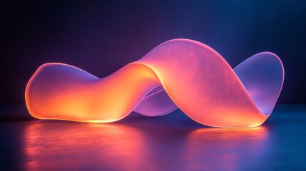 Wall Mural - A Glowing Ribbon of Color on a Reflective Surface