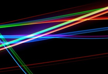 Wall Mural - vibrant, iridescent lines intersect on a dark, abstract background, creating a shimmering effect, ra
