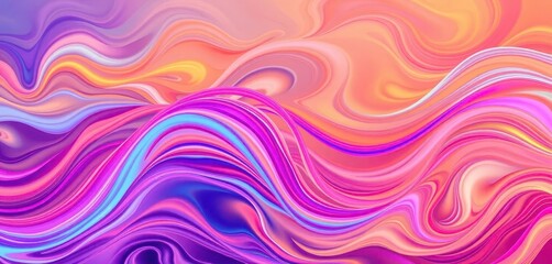 Wall Mural - vibrant, swirling abstract waves in diverse hues, energy, background