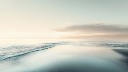 Wall Mural - serene beach view depicting tranquil water meeting the horizon line
