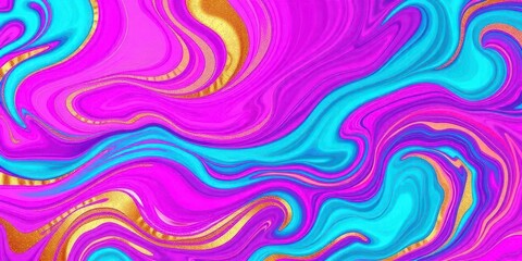 Wall Mural - vibrant swirls of teal, magenta, and gold create dynamic, flowing patterns, shapes, dynamic