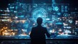 © Anat art - Student engages with AI driven virtual learning interface while studying at night in a modern environment with city lights