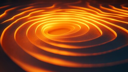 Wall Mural - abstract glowing concentric circles creating a surreal orange and black backdrop