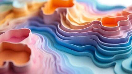 Wall Mural - colorful layered abstract design featuring smooth undulating gradient shapes