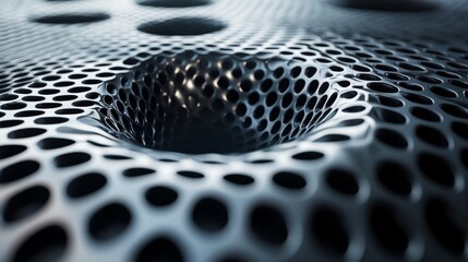 Wall Mural - detailed image of a perforated metallic surface with holes