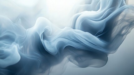 Wall Mural - abstract image of flowing blue translucent wispy forms