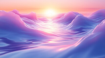 Wall Mural - abstract landscape of rolling terrain with beautiful sunset colors
