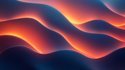 Wall Mural - abstract image depicting flowing gradients of orange and blue light