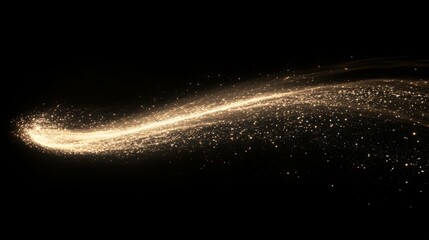 Wall Mural - a glowing golden stream curves across a dark black background