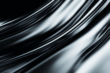 Poster - Smooth metallic background with satin finish, featuring luxurious flowing lines and sleek, reflective surface