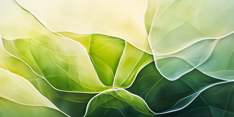 Poster - vibrant abstract artwork featuring flowing green and yellow shapes, evoking sense of nature and tranquility. design is infused with sunlight, creating minimalistic yet dynamic composition