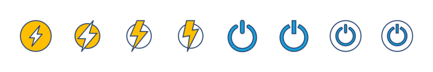 Wall Mural - power icon set. power switch icon. electric power
