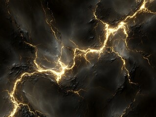 a glowing golden energy pattern cracks through a dark surface