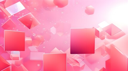 Wall Mural - pink abstract geometric background with floating shapes and a futuristic clean look