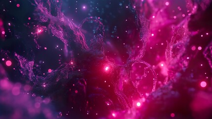 Wall Mural - cosmic nebula: vibrant pink and purple space art