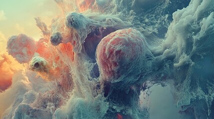 Sticker - surreal abstract cosmic landscape: dreamlike colors and organic forms