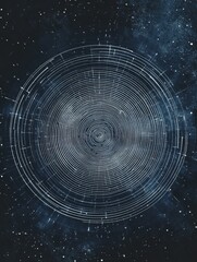 Fototapete - Central digital fingerprint graphic with cyber lines on a dark background designed for advertising and promotional use