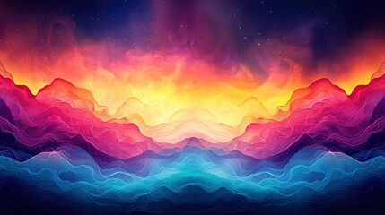 Wall Mural - aerial landscape abstract background concept. vibrant abstract landscape with colorful waves of colo