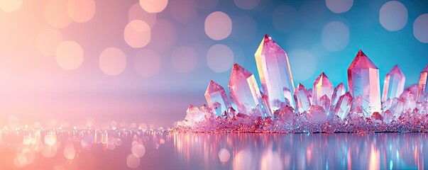 Wall Mural - 3d abstract art background idea. vibrant crystals with colorful bokeh background for artistic and ae