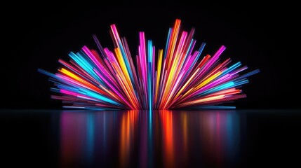 Wall Mural - 3d abstract art background idea. vibrant colorful beams radiating in a stunning abstract design on a