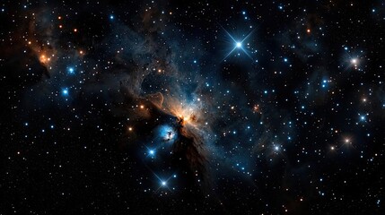 Wall Mural - Dramatic nighttime abstract background idea. Vibrant cosmic scene showcasing stars and nebulae in deep space.