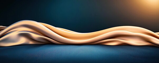 Wall Mural - dramatic nighttime abstract background idea. elegant draped fabric flowing softly with light and sha