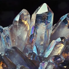 Wall Mural - stunning aura quartz crystal cluster: a macro view of nature's art