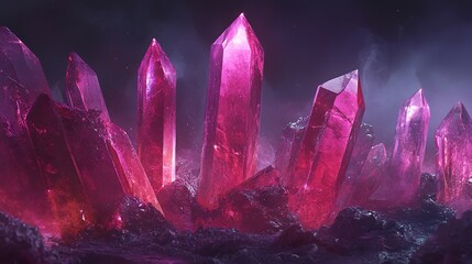 Wall Mural - luminous pink crystals: a digital art exploration