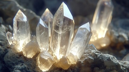 Wall Mural - luminous quartz crystals: a close-up view of nature's brilliance