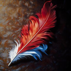Wall Mural - red, white, and blue feather close-up