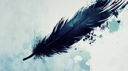 Wall Mural - abstract feather ink watercolor painting