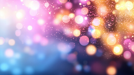 Wall Mural - Colorful bokeh lights with pink, purple, gold and blue blurred background. Holiday celebrations, luxury events, beauty product marketing