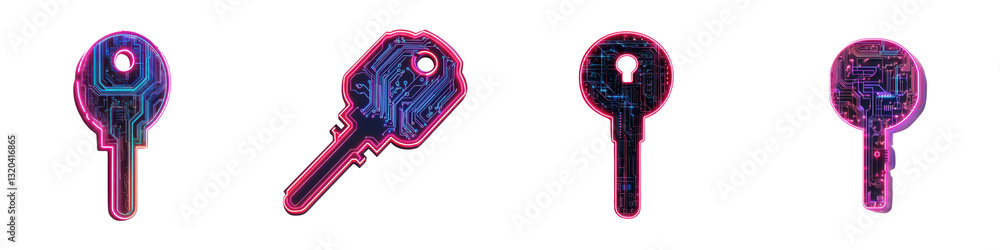 Electronical Keys Examples Innovative electronic keys with futuristic circuit board patterns ...