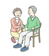 © gotooo - 椅子に座る高齢男性と会話をする高齢女性の全身イラスト