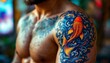 © Laodefardin - Man with Koi Fish Tattoo on Shoulder and Upper Body
