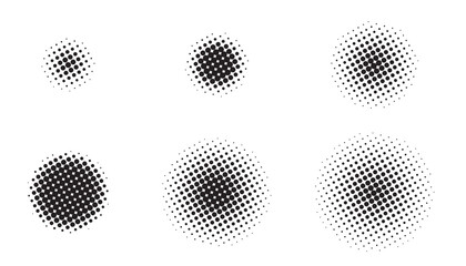 Poster - Set of dot halftone round circle gradient. halftone texture background. circle halftone collection
