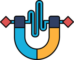 Wall Mural - a blue and yellow magnet with a red diamond on it