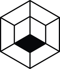 Wall Mural - a black and white image of a cube with a black dot in the center