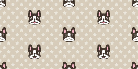 Wall Mural - dog seamless pattern french bulldog star puppy smiling cartoon doodle pet tile background repeat wal