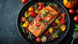 © MastersedZ - Delicious salmon fillet with colorful vegetables and herbs