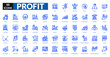 © Zero_wing - Profit blue icon collection set. Includes growth, revenue, income, success, gain, sales, investment, earnings, finance, wealth, chart, increase, money, value, market