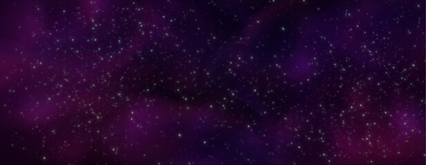 Wall Mural - outer space background with purple nebula and dense field of stars. white sparkle patterns on cosmic