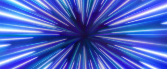 Wall Mural - speed line effect with radial perspective in blue and purple. dynamic light streaks bursting from ce