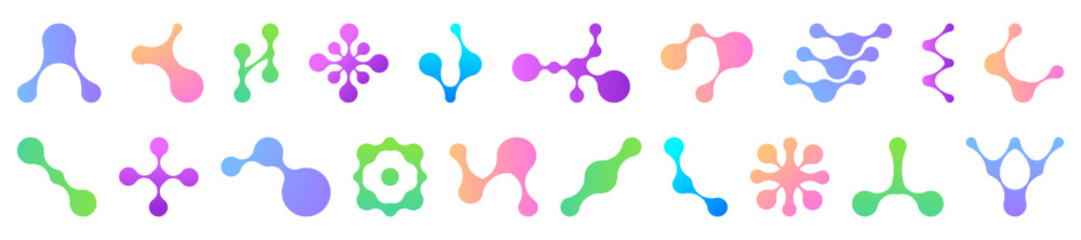 Wall Mural - colorful metaball shapes collection with gradient elements. connected organic structures. various mo