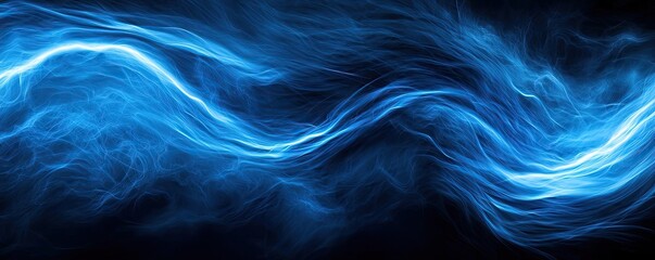 Wall Mural - seascape abstract background concept. captivating blue light waves flowing through a dark background