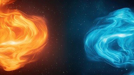 Wall Mural - Vibrant color art abstract background idea. Dynamic swirling patterns of blue and orange light against a dark cosmic backdrop.