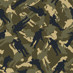 Wall Mural - army camouflage background, texture repeat, modern fashion print, vector illustration