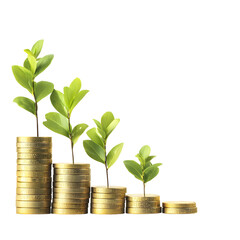 Aufkleber - Stacks of gleaming golden coins increasing in height symbolizing the growth and accrual of wealth financial success and economic prosperity  This image represents the concept of investment savings