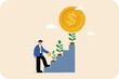© Ismail - Businessman and business concept, smart businessman watering a flourishing money tree to get a giant doller coin
